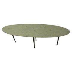 Mid-Century Modern Elliptical Italian Marble Cocktail Table