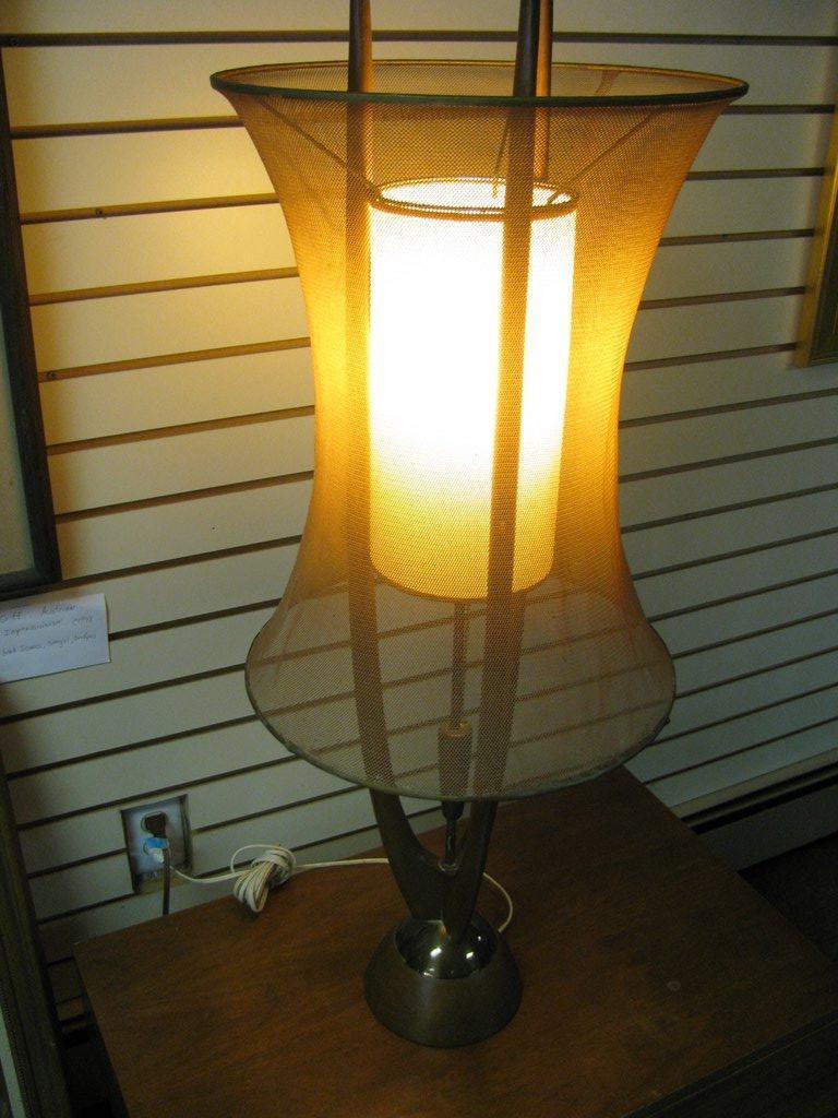 Danish Mid-Century Modern Floor Lamp with Copper Mesh Shade By Adrian Pearsall In Good Condition In Port Jervis, NY