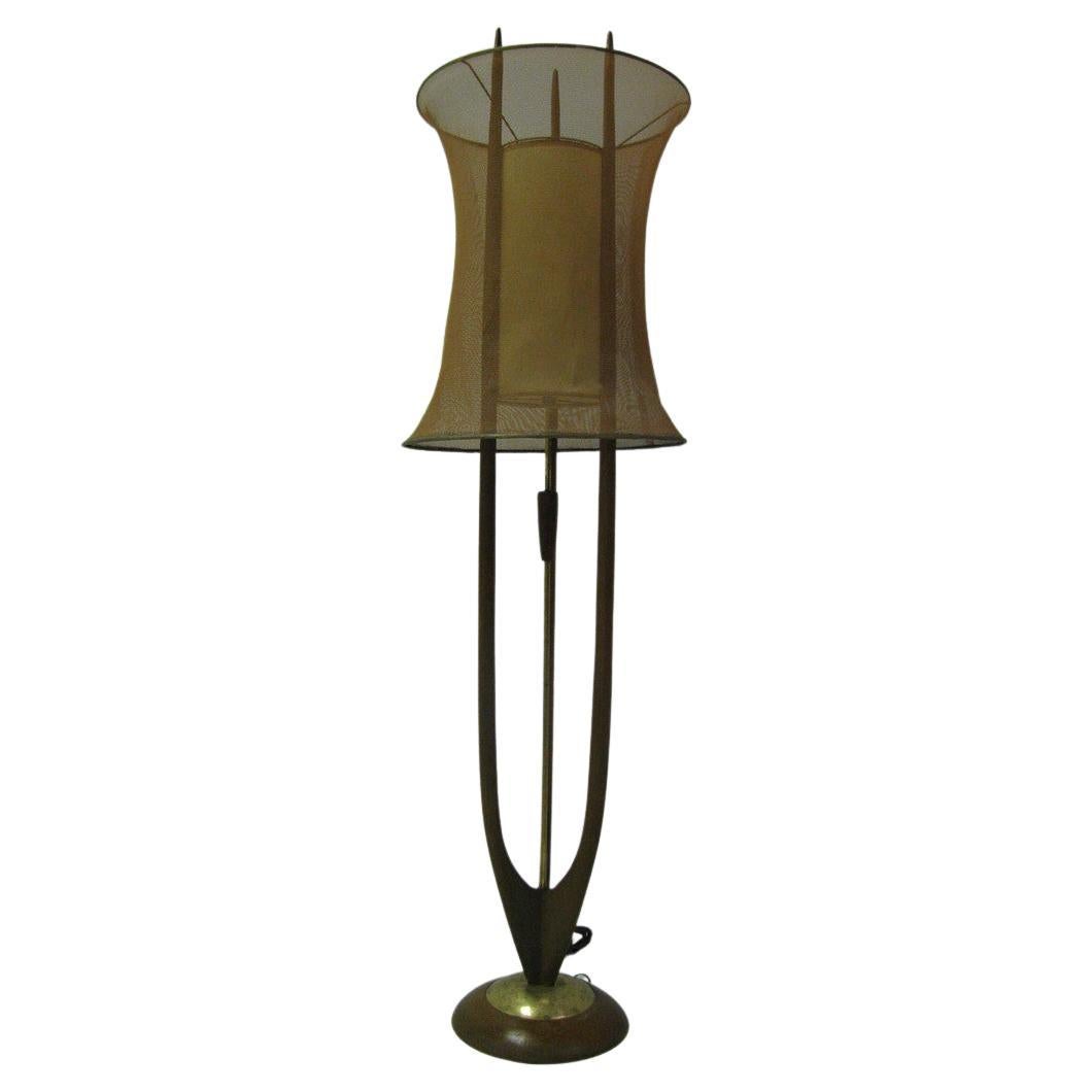 Danish Mid-Century Modern Floor Lamp with Copper Mesh Shade By Adrian Pearsall