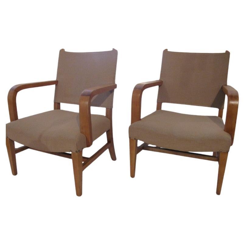 Art Deco Mid Century Modern Hollywood Regency French 1940 Directoire Armchairs For Sale