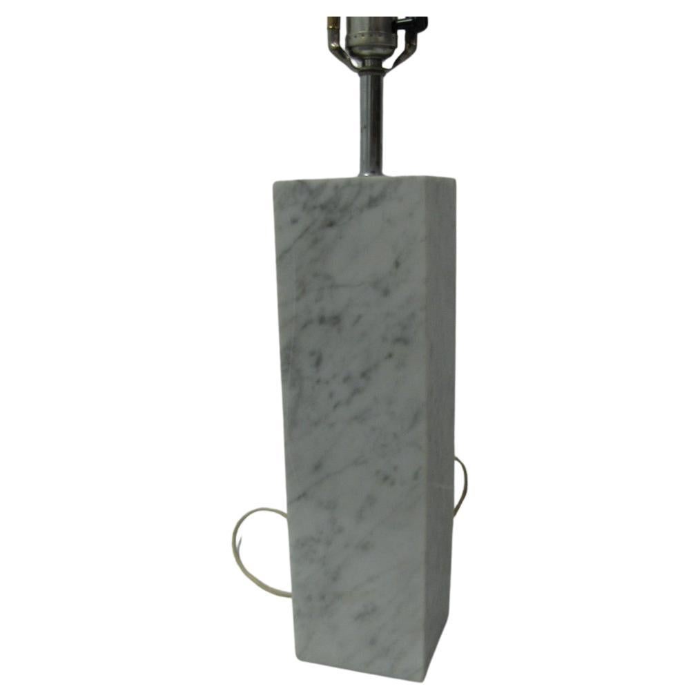 Mid-Century Modern Pair of Mid Century Modern Architectural Square Marble Column Table Lamps Style For Sale