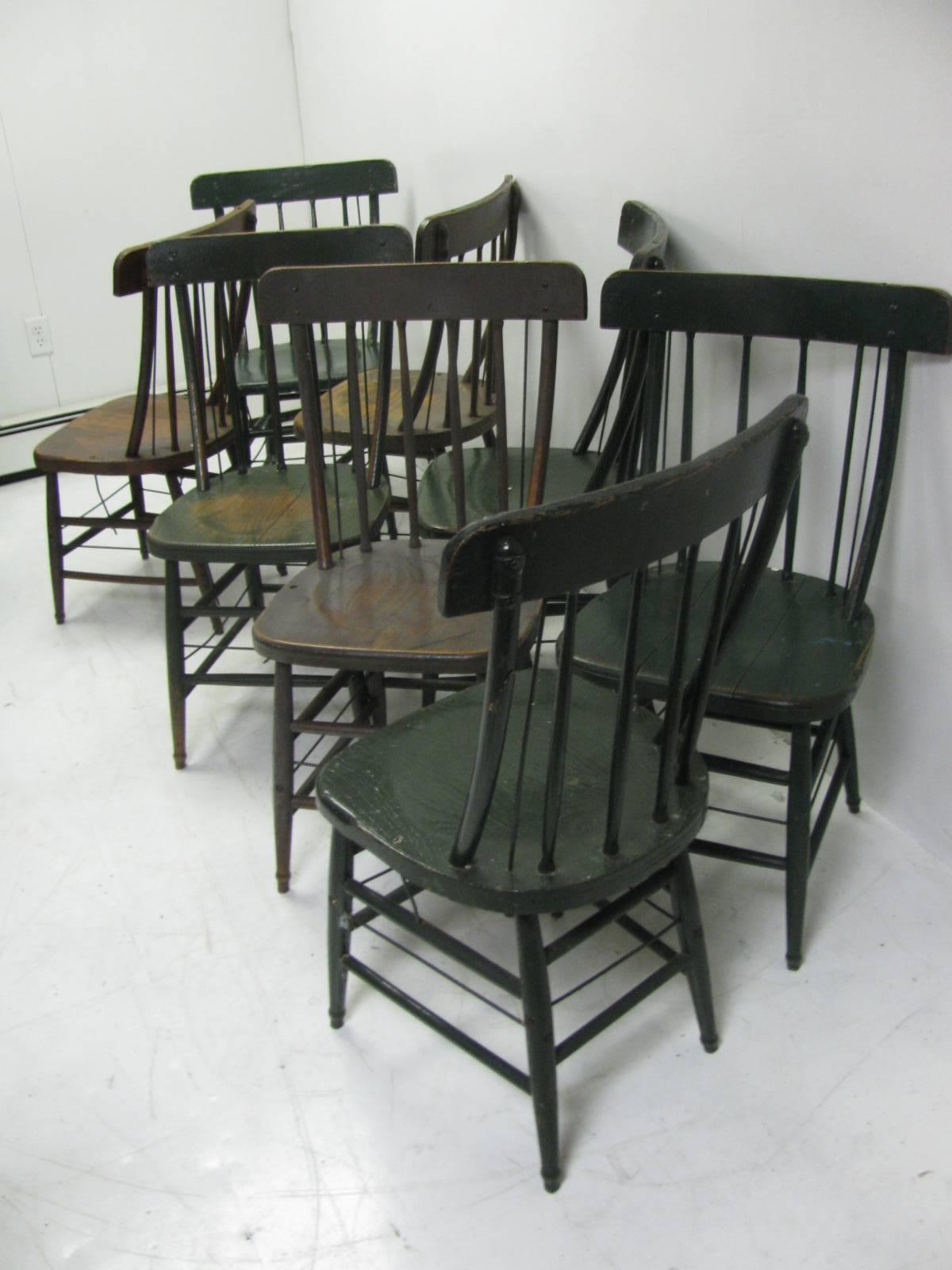 Ash Set of Eight Late 19th Century American Farmhouse Primitive Chairs
