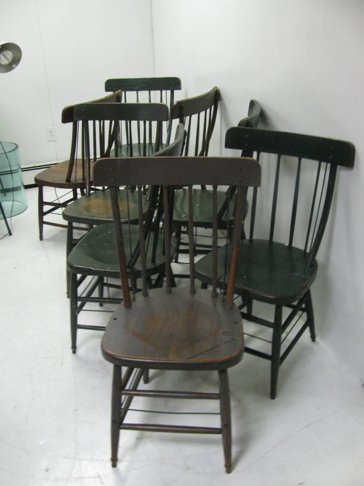 Set of Eight Late 19th Century American Farmhouse Primitive Chairs 1