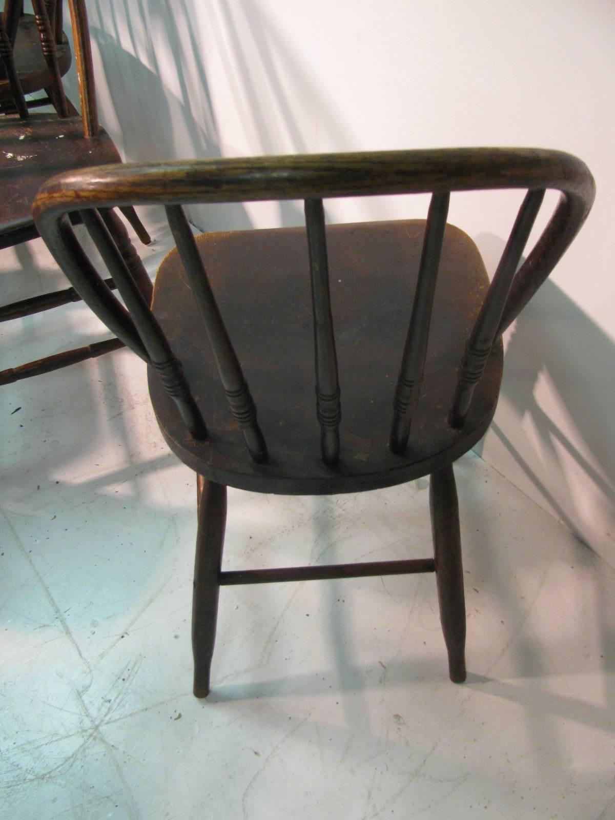 Ash Classic Set of Ten Primitive Windsor Bow Back Chairs