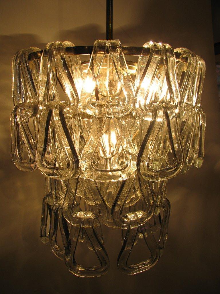 Mid Century Vintage Mazzega Ice Crystal Chandelier In Excellent Condition In Port Jervis, NY
