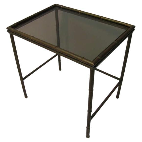 Cast Mid Century Modern Faux Bamboo Brass Nesting Tables, Italy For Sale