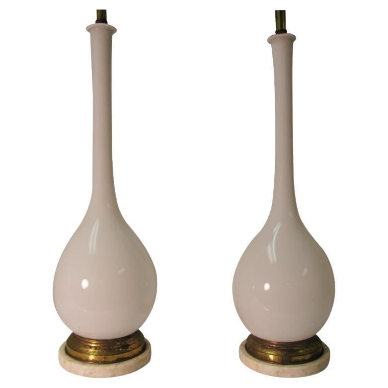 Paire de Lampes de Table Vintage en Verre de Murano avec Boîtier Milieu de Siècle par Archimede Segus en vente