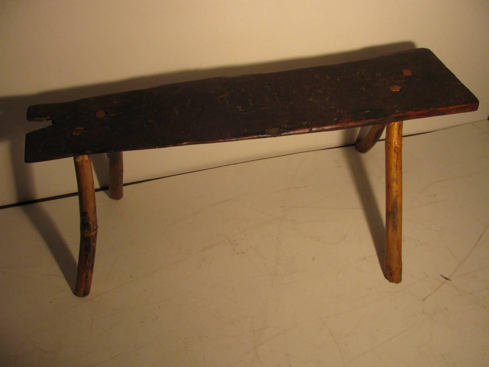 19th Century Handmade Oak Bench 1