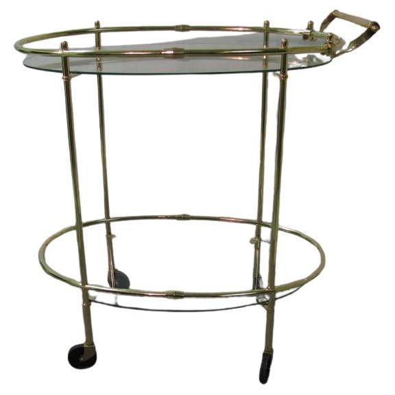 Mid Century Modern Italian Brass Elliptical Bar Cart C1955 For Sale 1