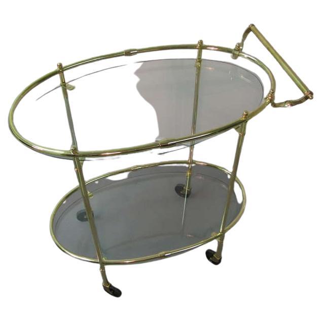 Mid Century Modern Italian Brass Elliptical Bar Cart C1955 In Good Condition For Sale In Port Jervis, NY