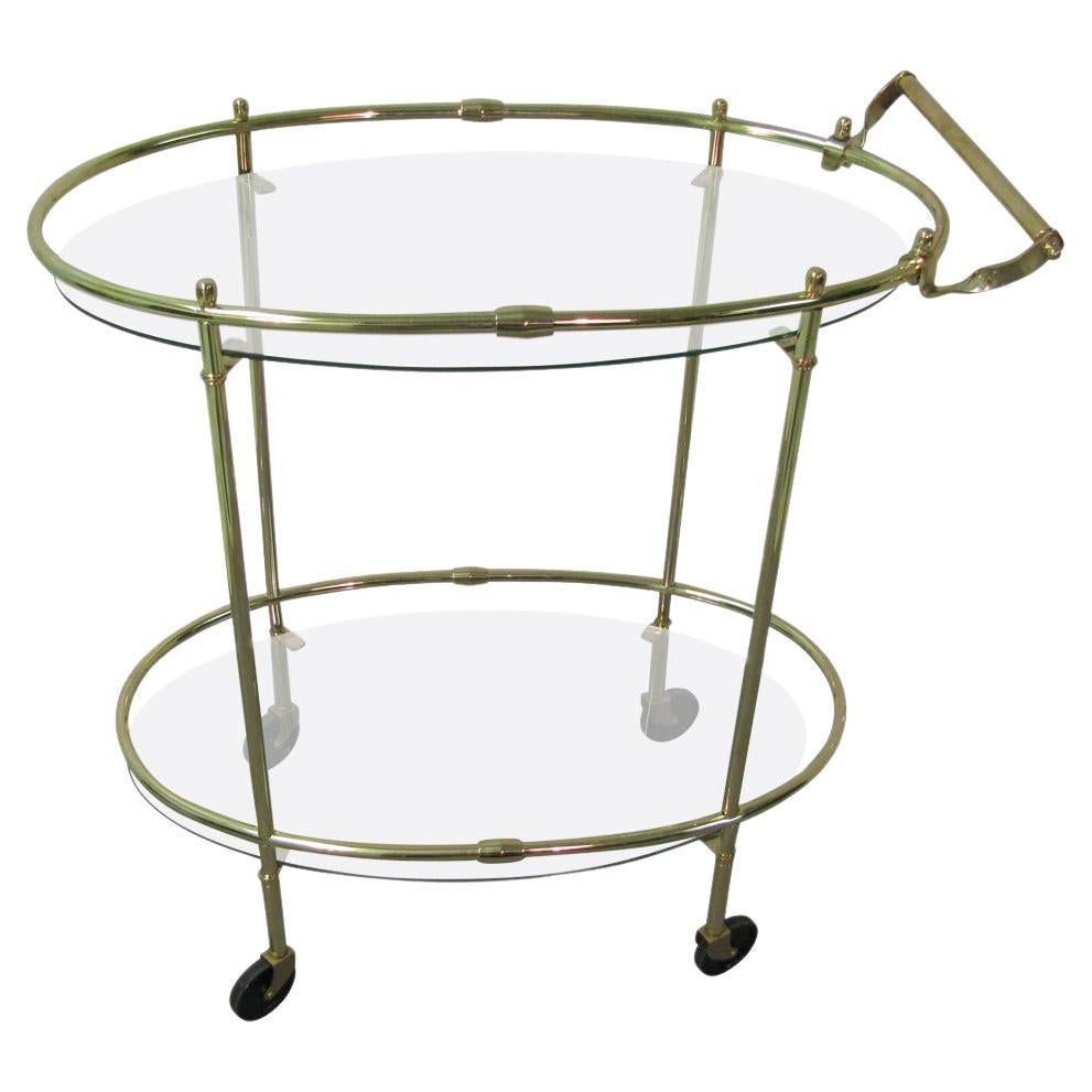 Mid Century Modern Italian Brass Elliptical Bar Cart C1955 For Sale