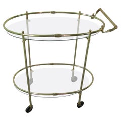 Vintage Mid Century Modern Italian Brass Elliptical Bar Cart C1955