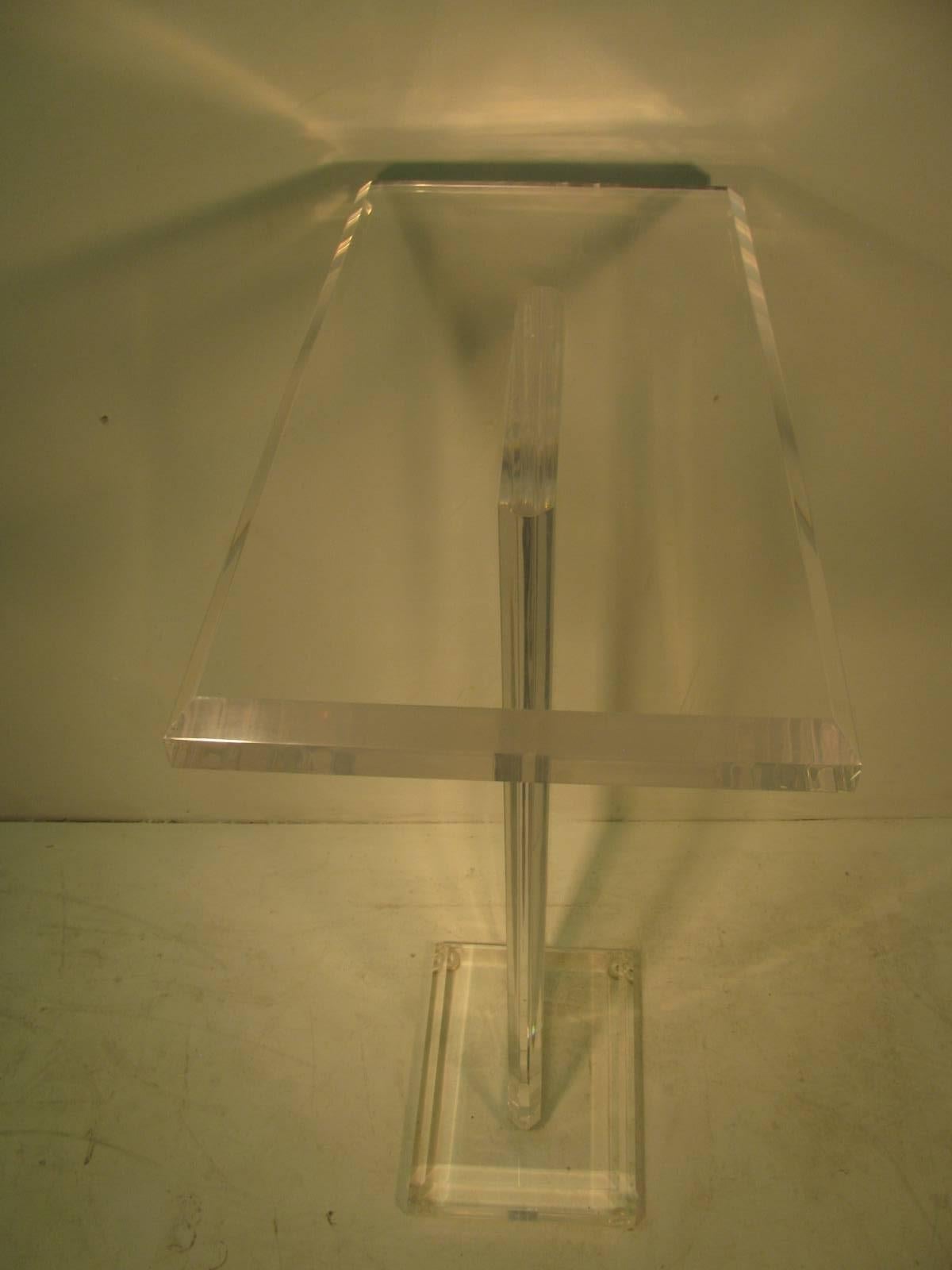 American Mid Century Modern Lucite Beveled Pedestal Stand