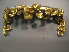 Pair of Gilt Metal Leaf with Black Portoro Marble Console Shelves