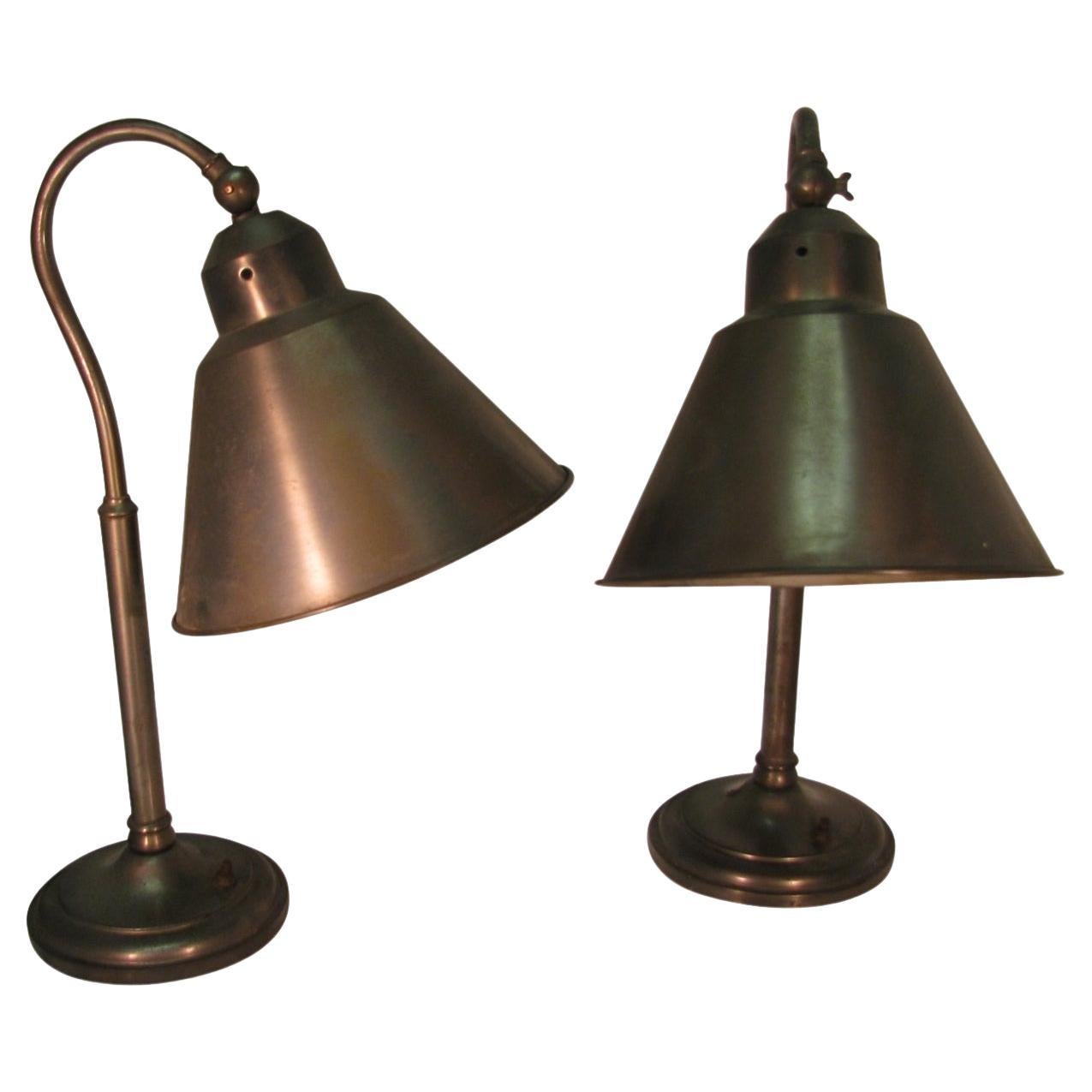 Bauhaus Pair of Mid-Century Modern Steel Desk Table Lamps For Sale