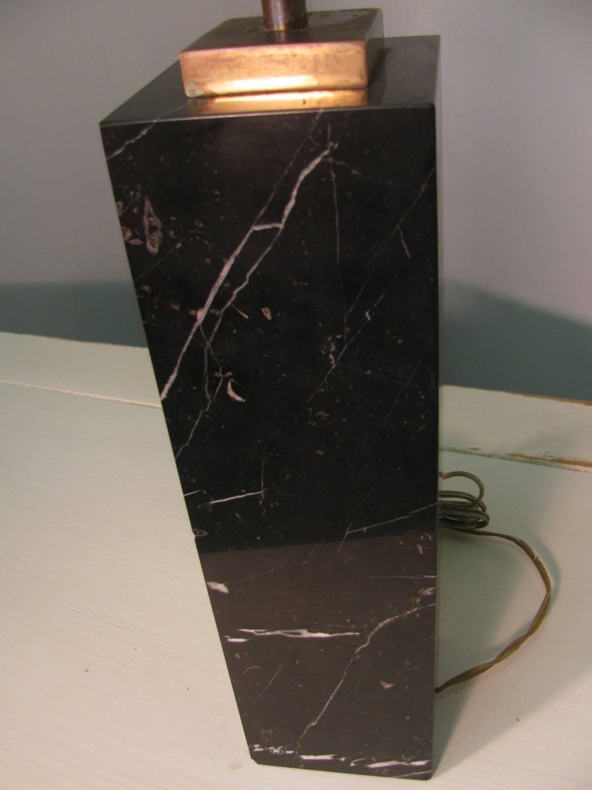 American Mid-Century Modern Black Marble Table Desk Lamp Robsjohn Gibbings