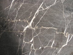 Mid Century Grey Marble Cafe Table with Cast Dolphin Iron Base