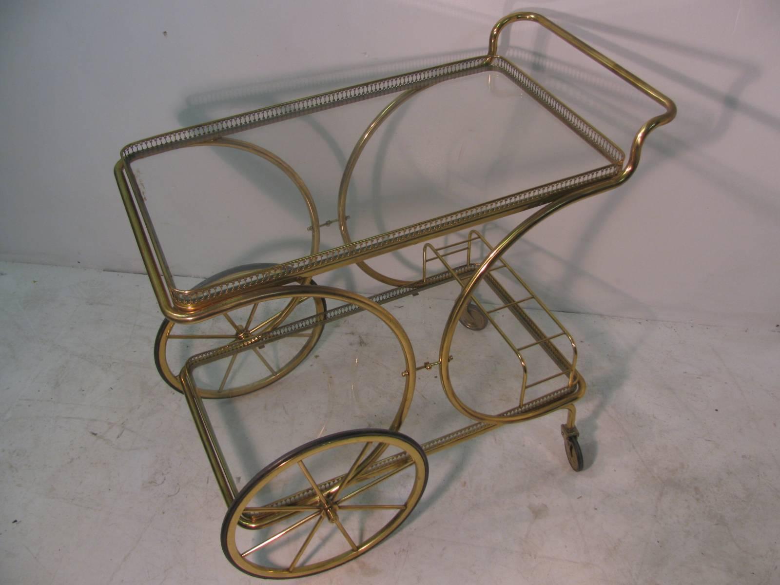 American Classical Midcentury Classic Pierced Brass Bar Cart