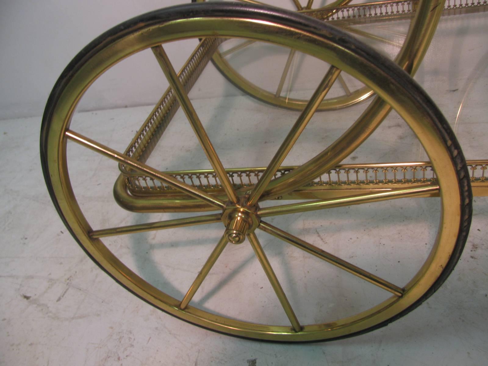 American Midcentury Classic Pierced Brass Bar Cart