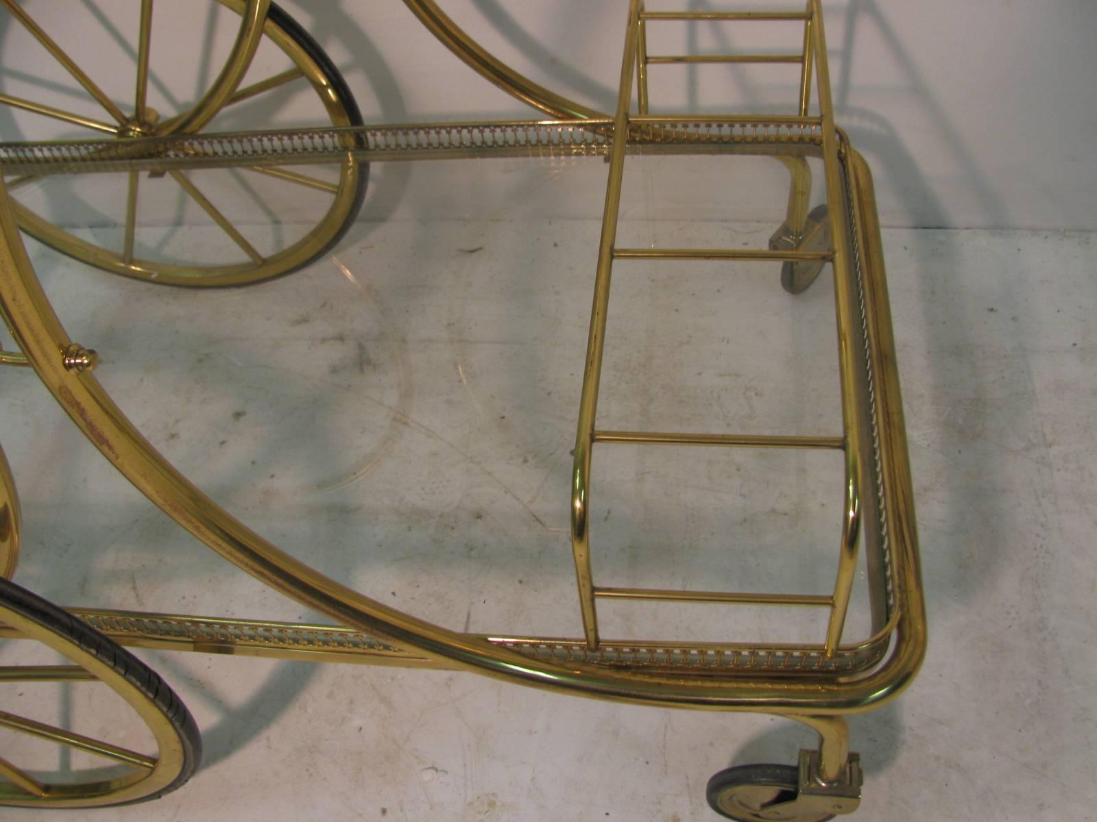 Mid-20th Century Midcentury Classic Pierced Brass Bar Cart