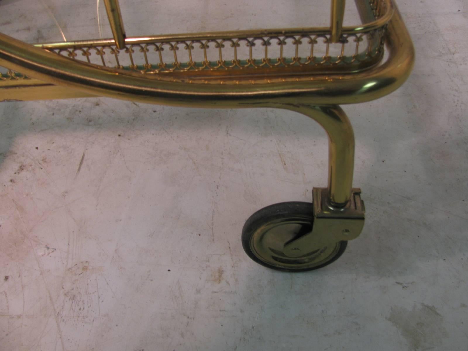 Midcentury Classic Pierced Brass Bar Cart 2