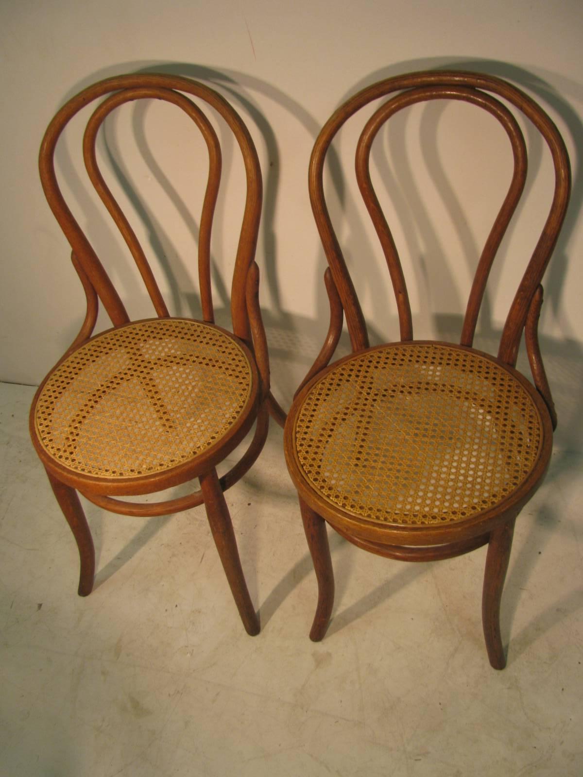 Modern Twenty 19th Century Bent Wood Cafe Dining Chairs with Caned Seats