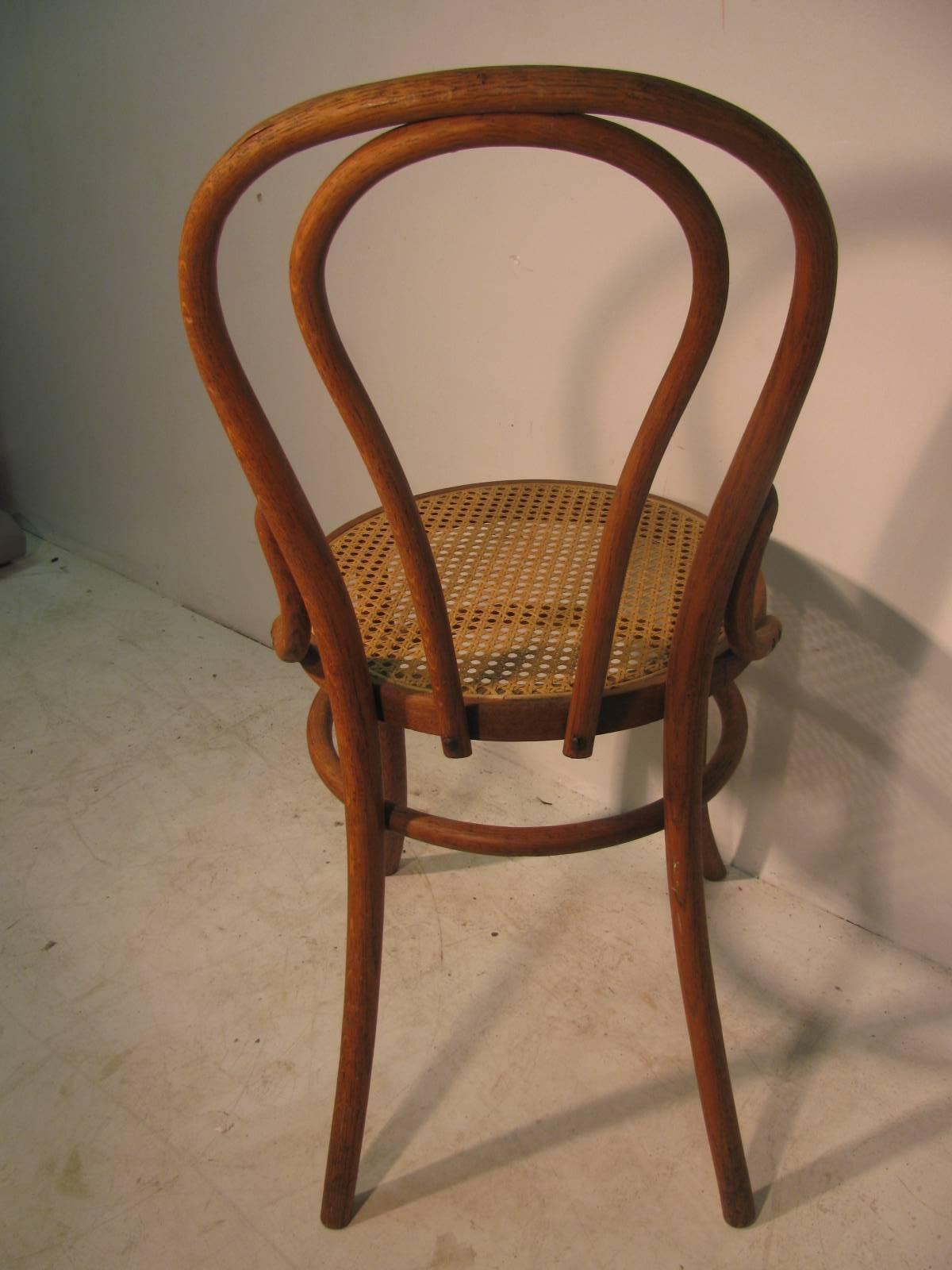 Pressed Twenty 19th Century Bent Wood Cafe Dining Chairs with Caned Seats