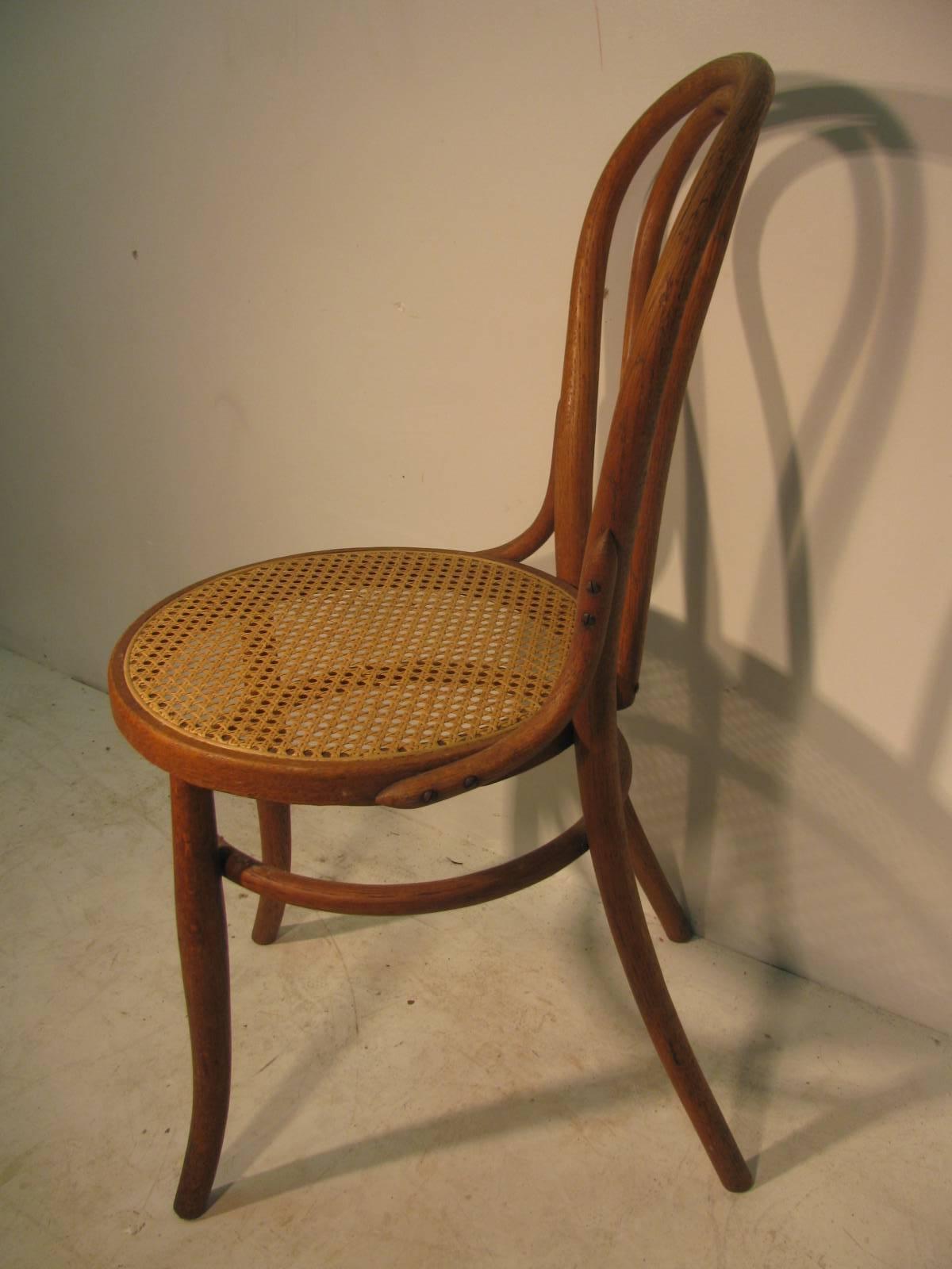 Austrian Twenty 19th Century Bent Wood Cafe Dining Chairs with Caned Seats