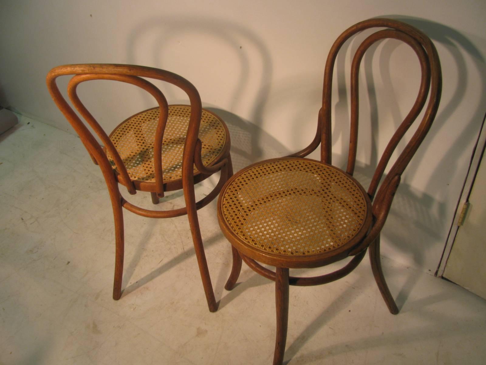 Twenty 19th Century Bent Wood Cafe Dining Chairs with Caned Seats In Good Condition In Port Jervis, NY