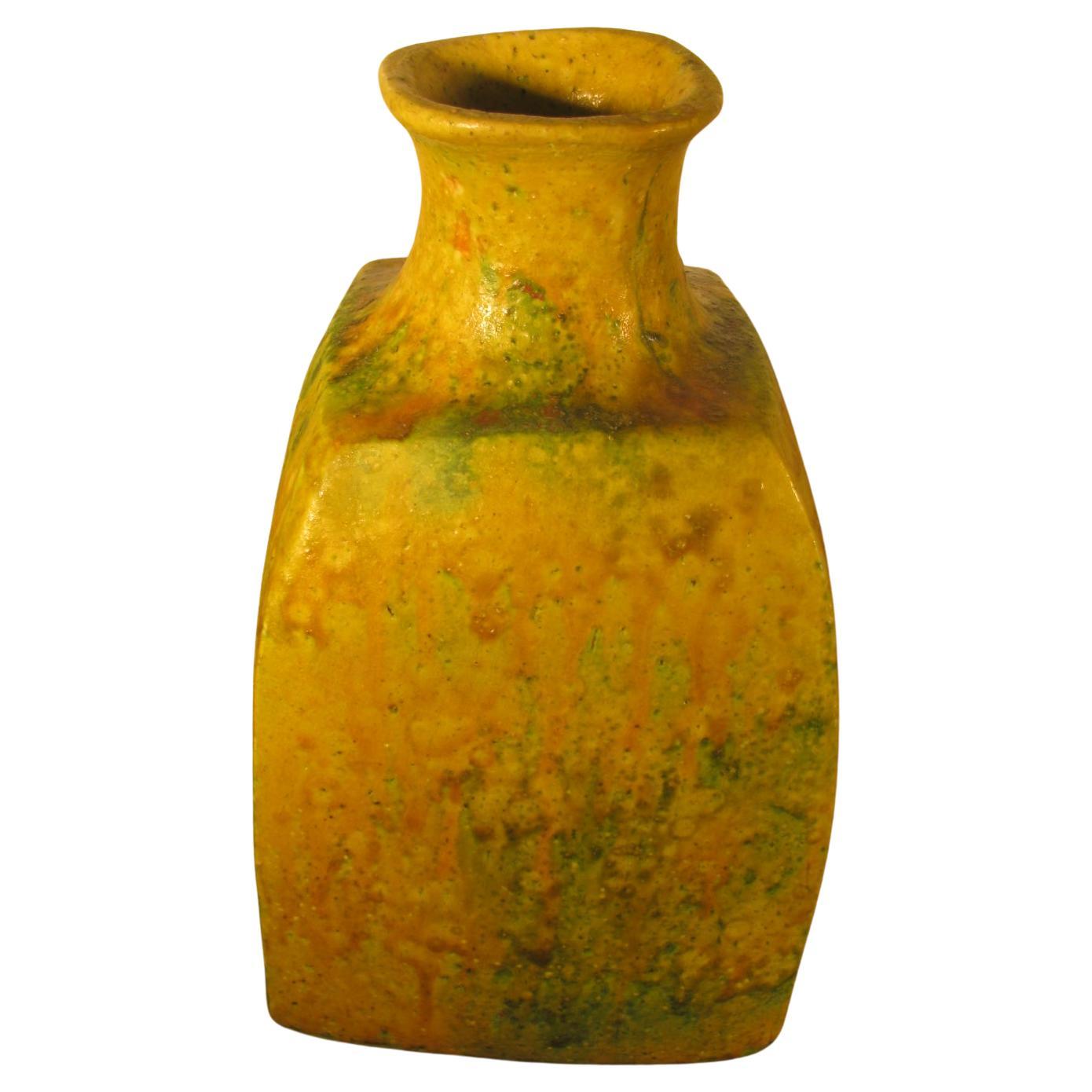 Vernissé Vase à glaçure goutte à goutte, de style moderne du milieu du siècle dernier, par Marcello Fantoni pour Raymor en vente