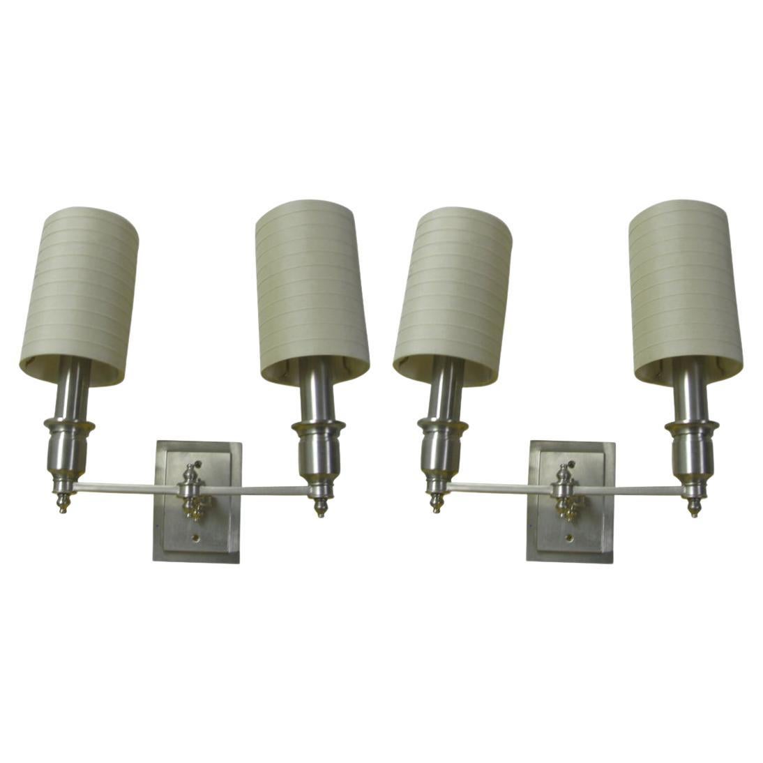 Pair of Neoclassical Brushed Stainless Sconces by Urban Archeology 