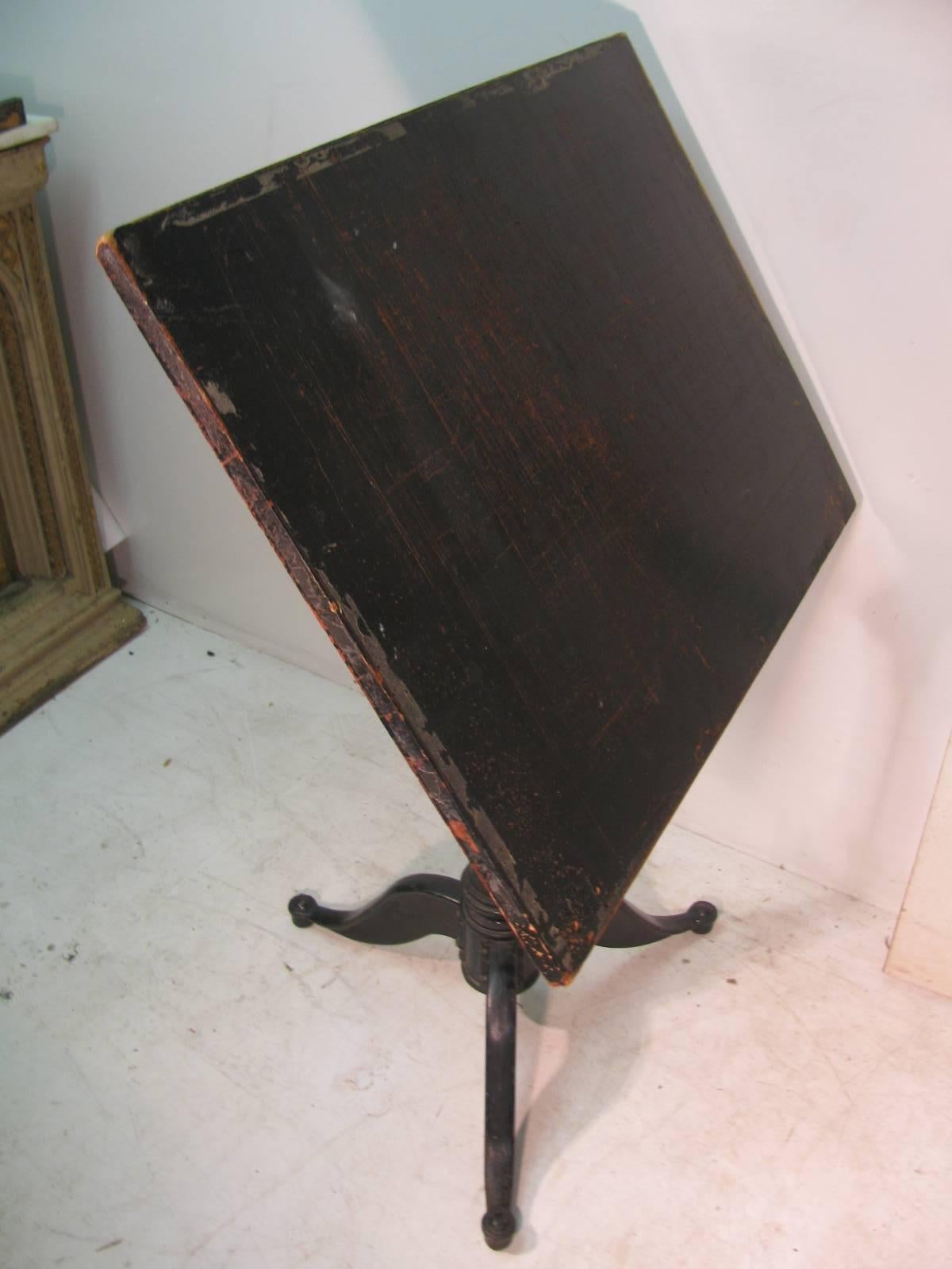 Late 19th Century Cast Iron Drafting Table 1