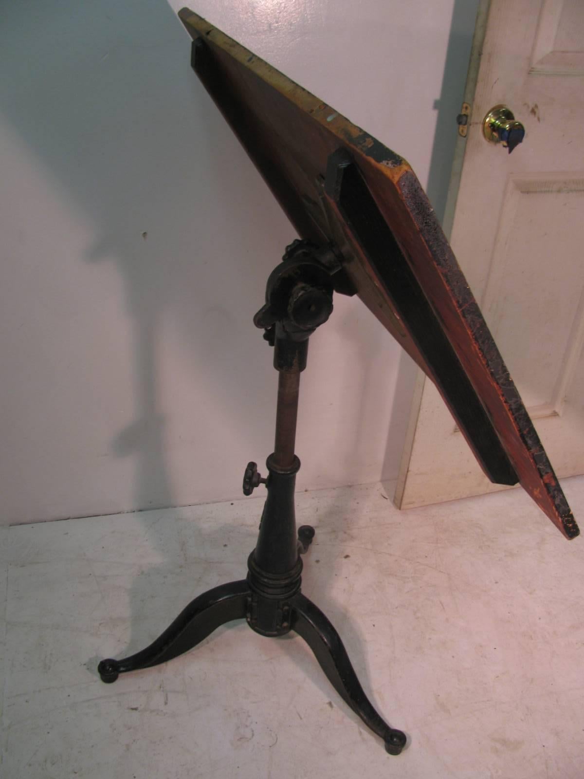 Wood Late 19th Century Cast Iron Drafting Table