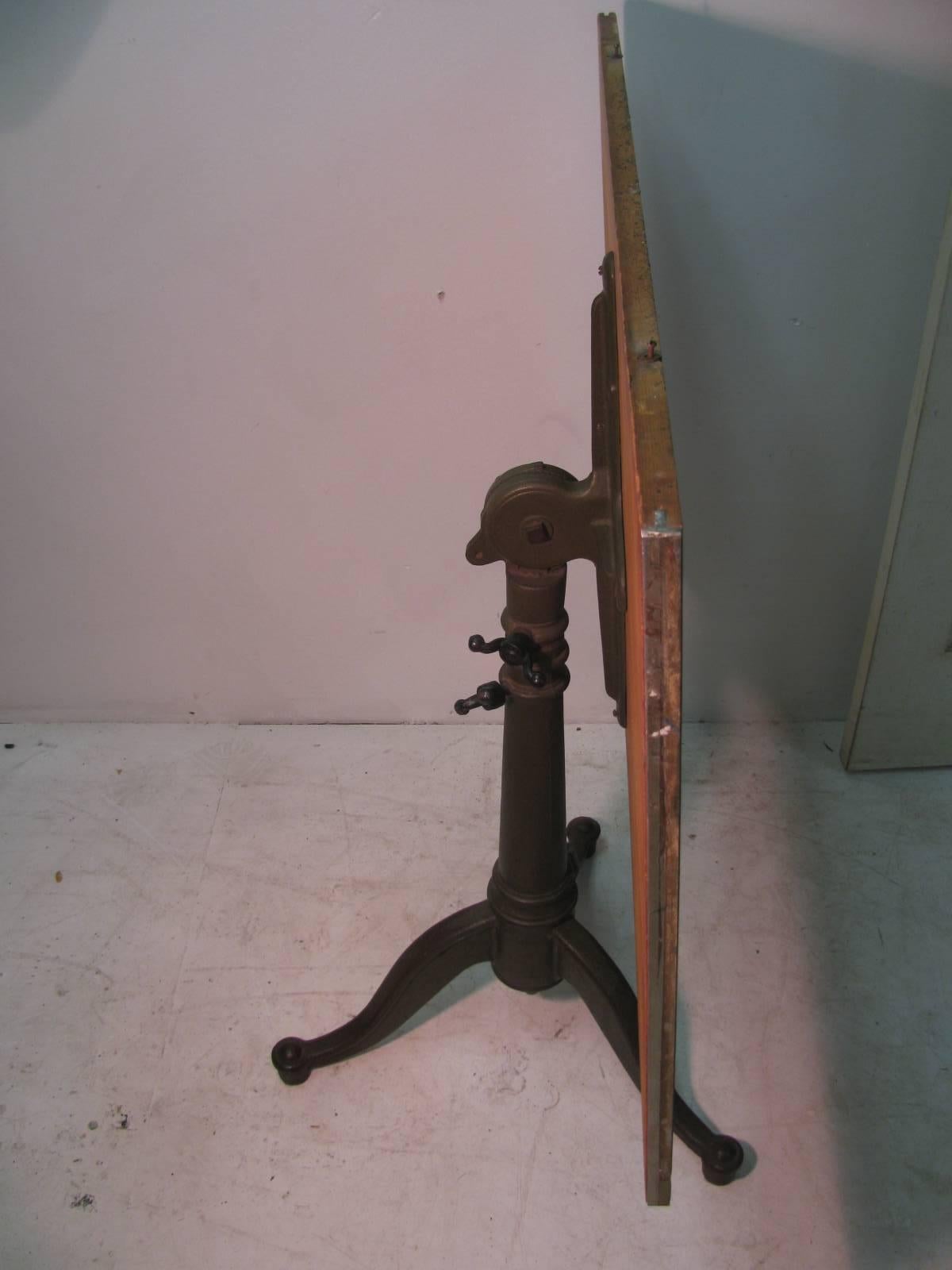 Late 19th Century Cast Iron Drafting Table In Good Condition In Port Jervis, NY