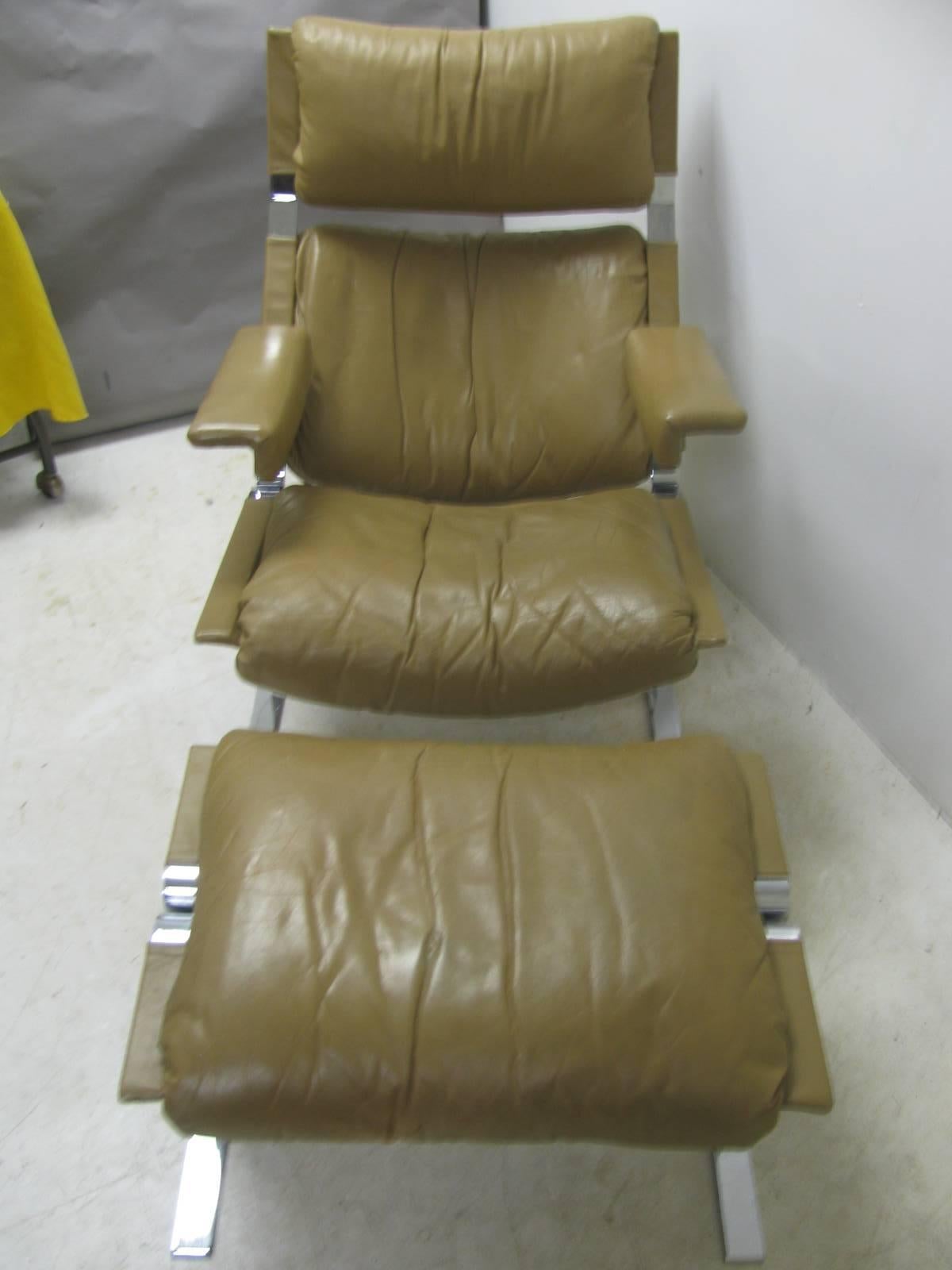 modern leather chair and ottoman