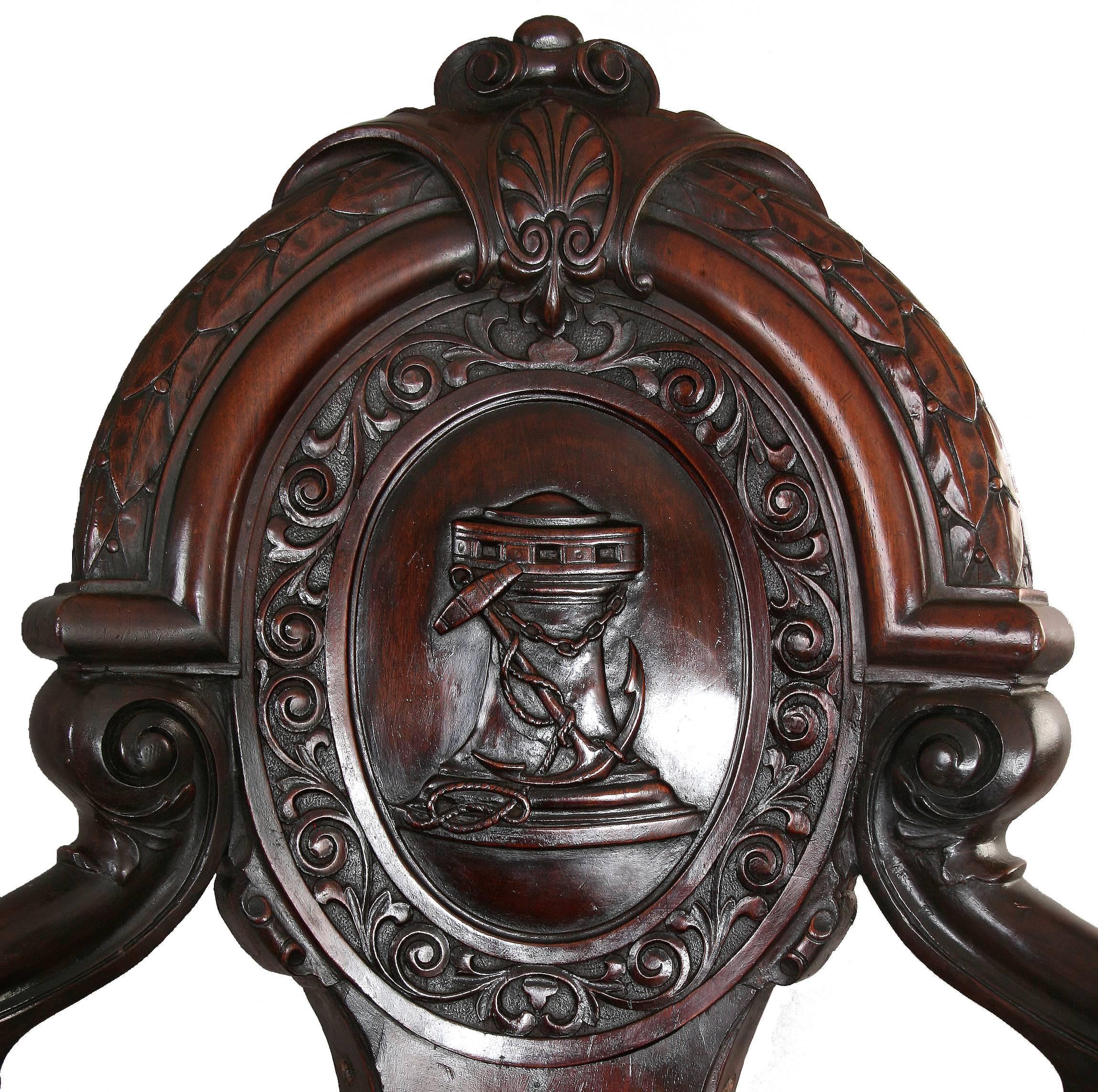 English 19th Century Carved Ship's Chair For Sale
