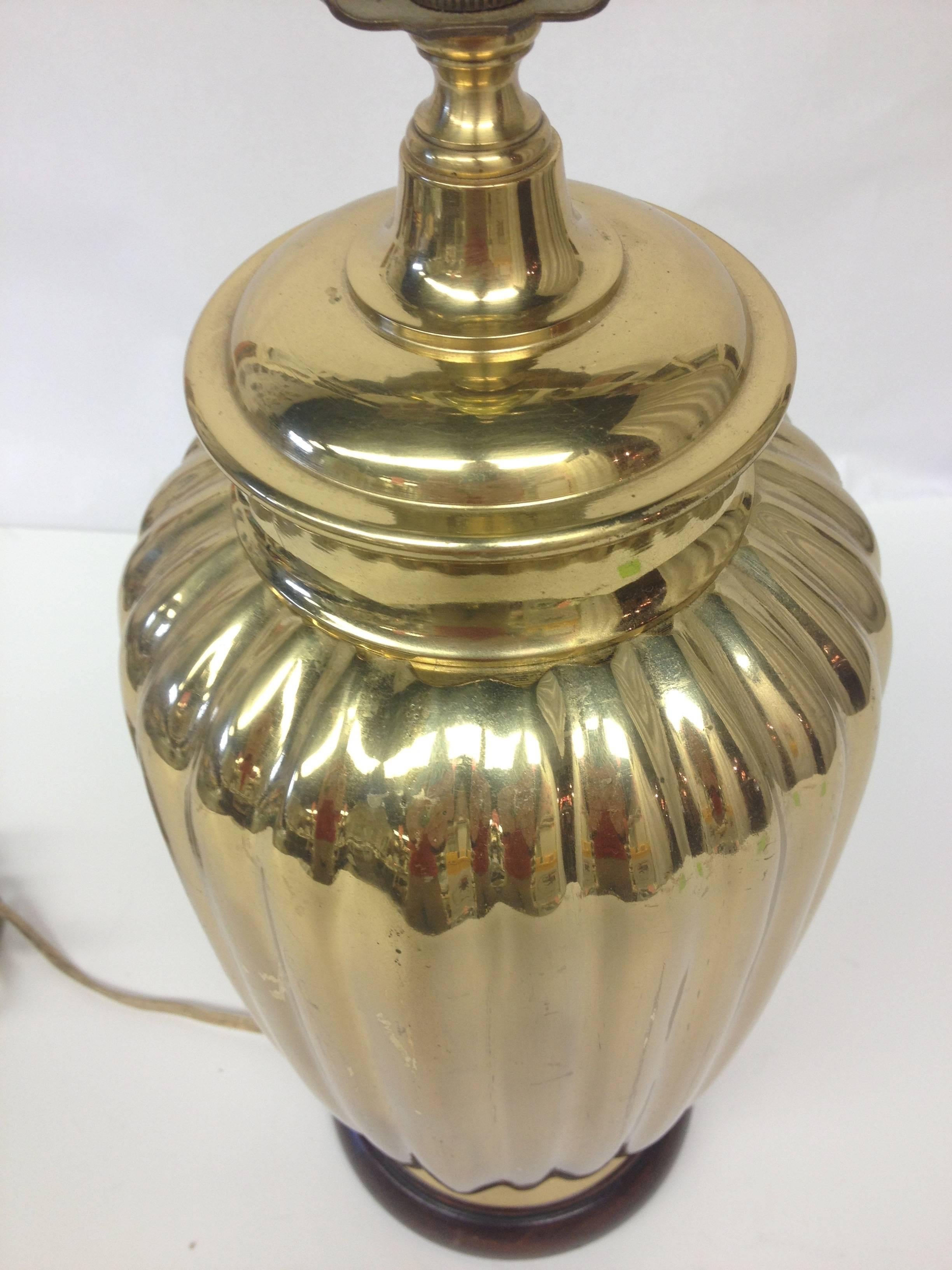 Late 20th Century Pair of Art Deco Style Brass Table Lamps For Sale