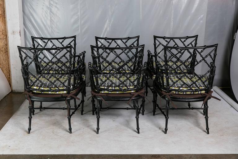 Faux Bamboo Metal Patio Chairs Set Of Six At 1stdibs Faux Bamboo Metal Patio Chairs Set Of Six 2