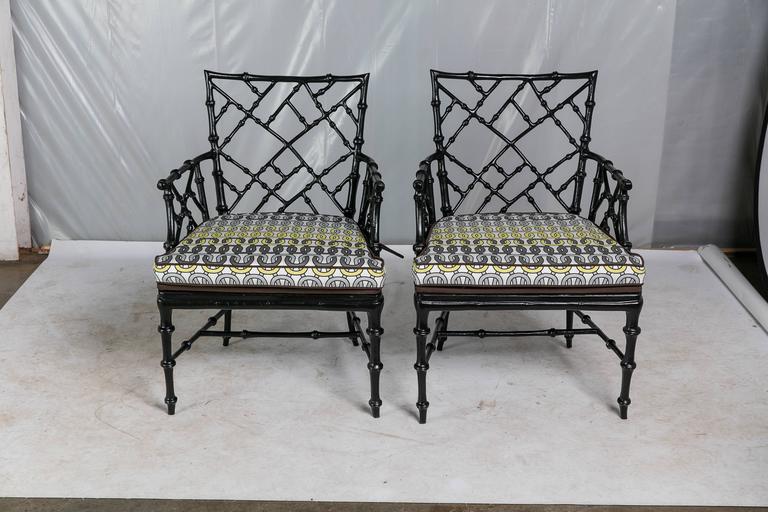 Faux Bamboo Metal Patio Chairs Set Of Six At 1stdibs Faux Bamboo Metal Patio Chairs Set Of Six 3