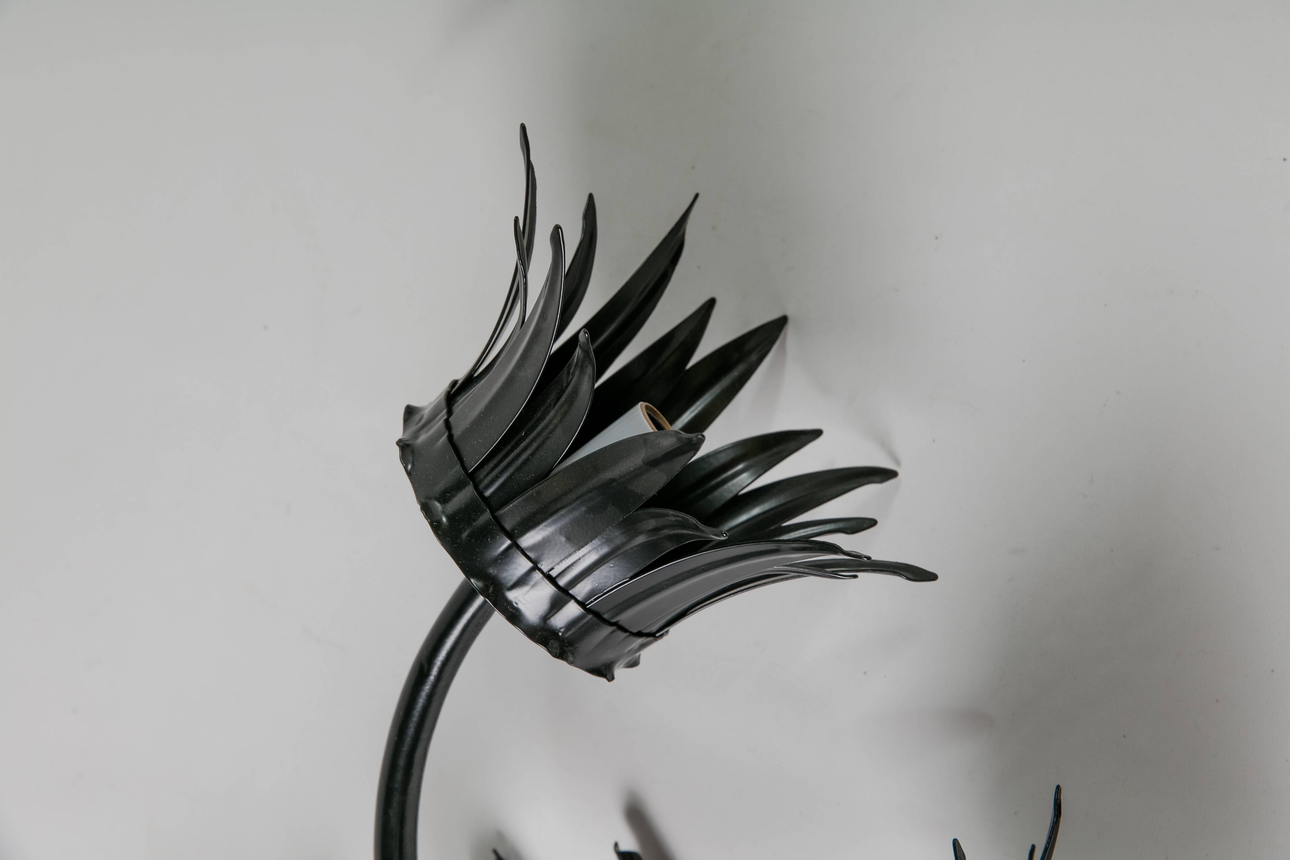 Victorian Gothic Black Metal Sconces, Pair In Excellent Condition For Sale In High Point, NC