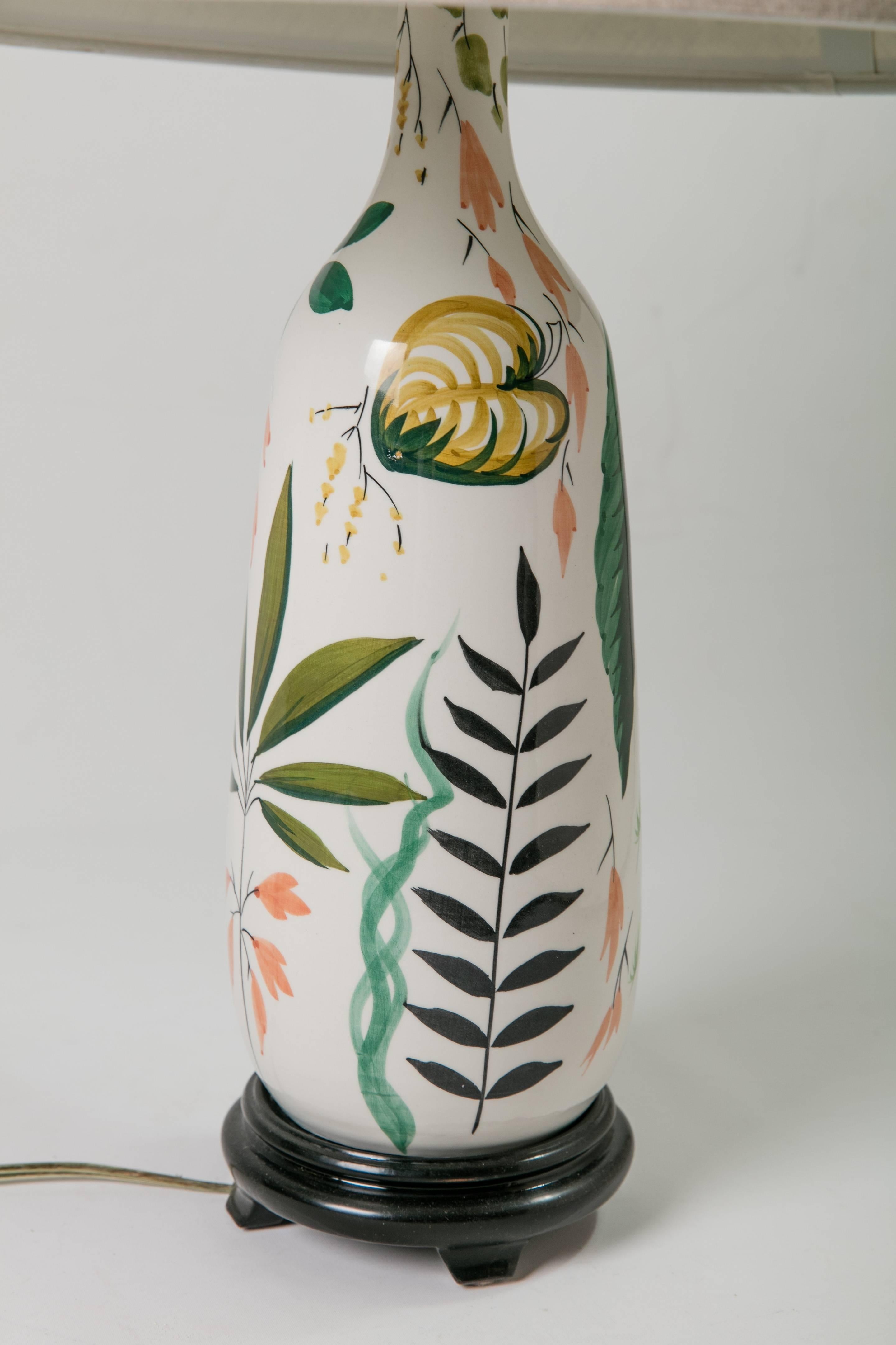 Mid-Century Modern Midcentury Italian Ceramic Leaf Table Lamp For Sale