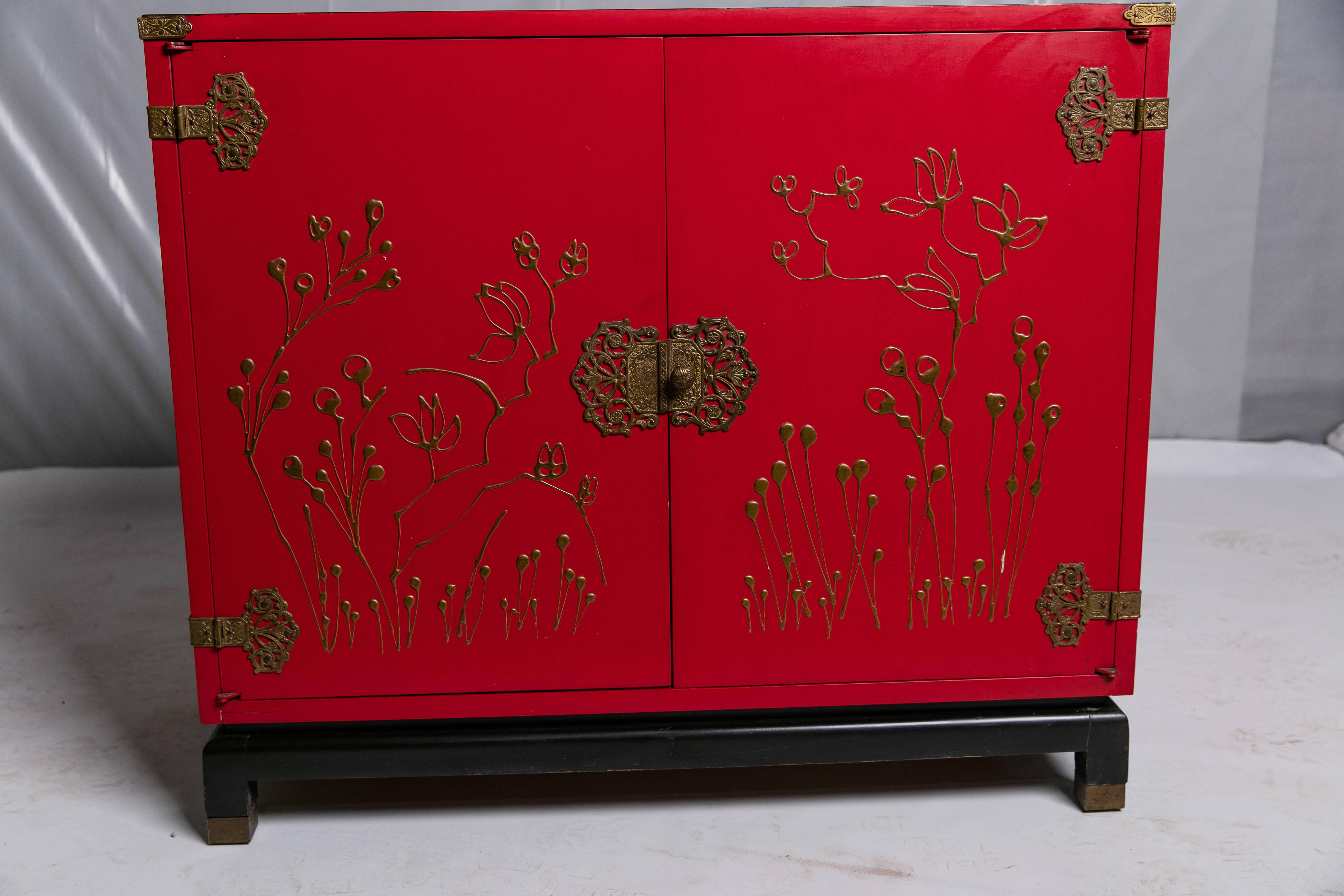Mid-20th Century Mid-Century Chinoiserie Bar Cabinet For Sale