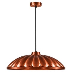Handmade Hammered Solid Copper Concha Scalloped Pendant Light, Nayarit Mexico