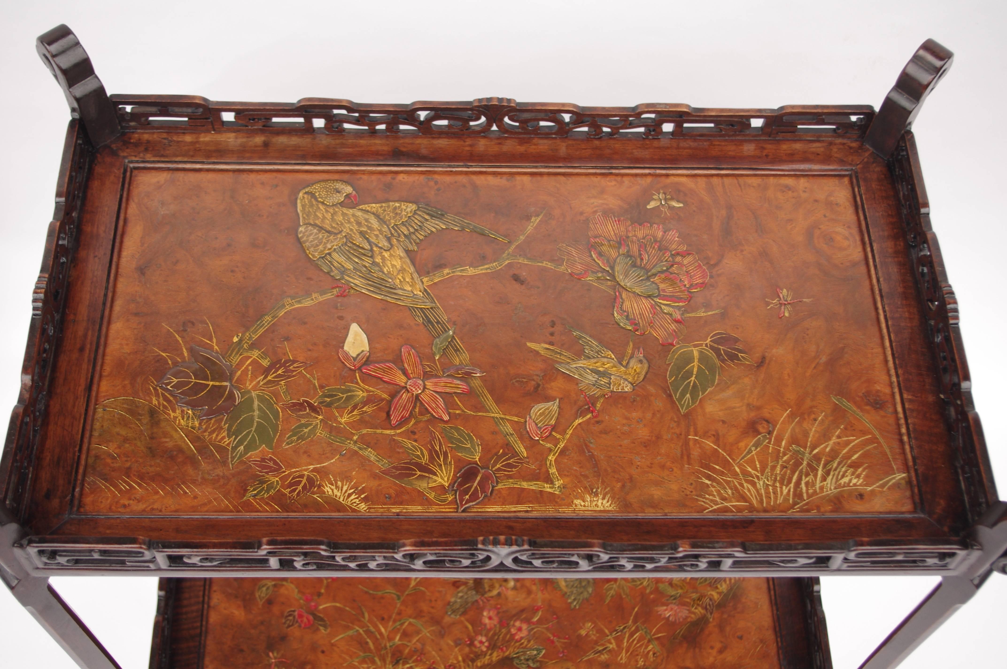 Napoleon III Chinoiserie Lacquer Side Table In Excellent Condition In Saint-Ouen, FR