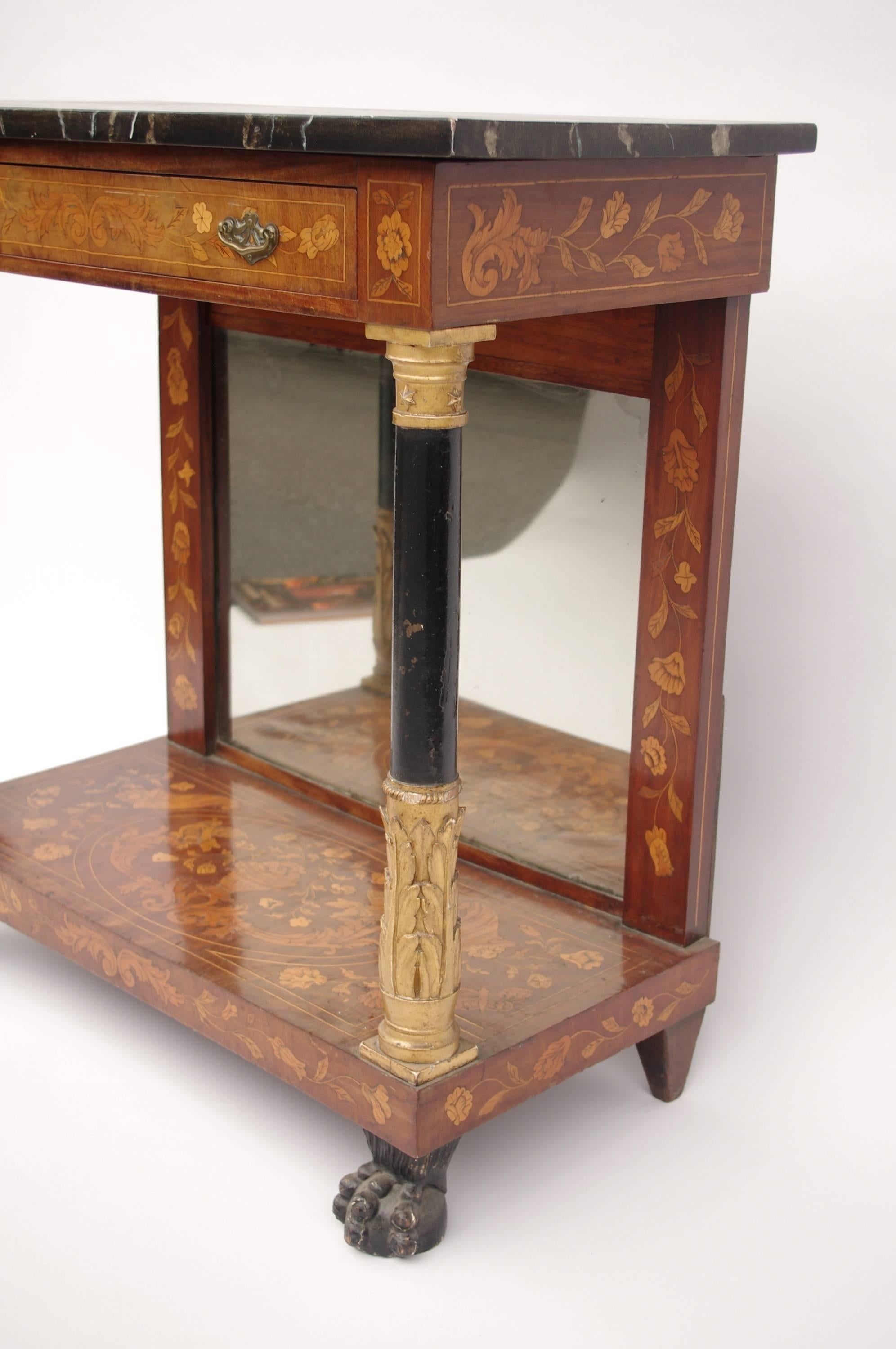 Danish 19th Century Dutch Console with Marquetry Decor
