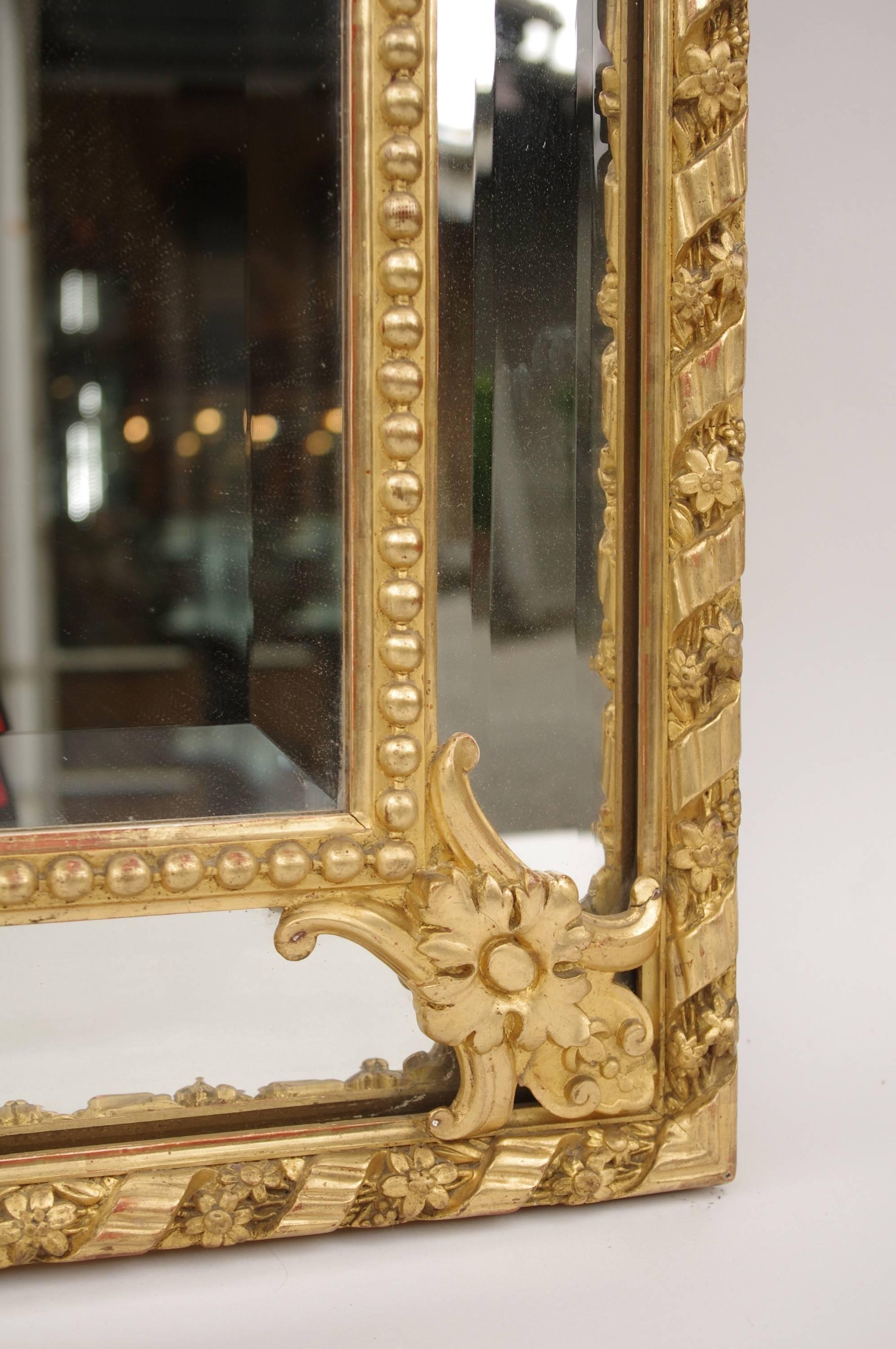 Napoleon III Period, Louis XVI Style Pareclose Gilt Stucco Mirror 2