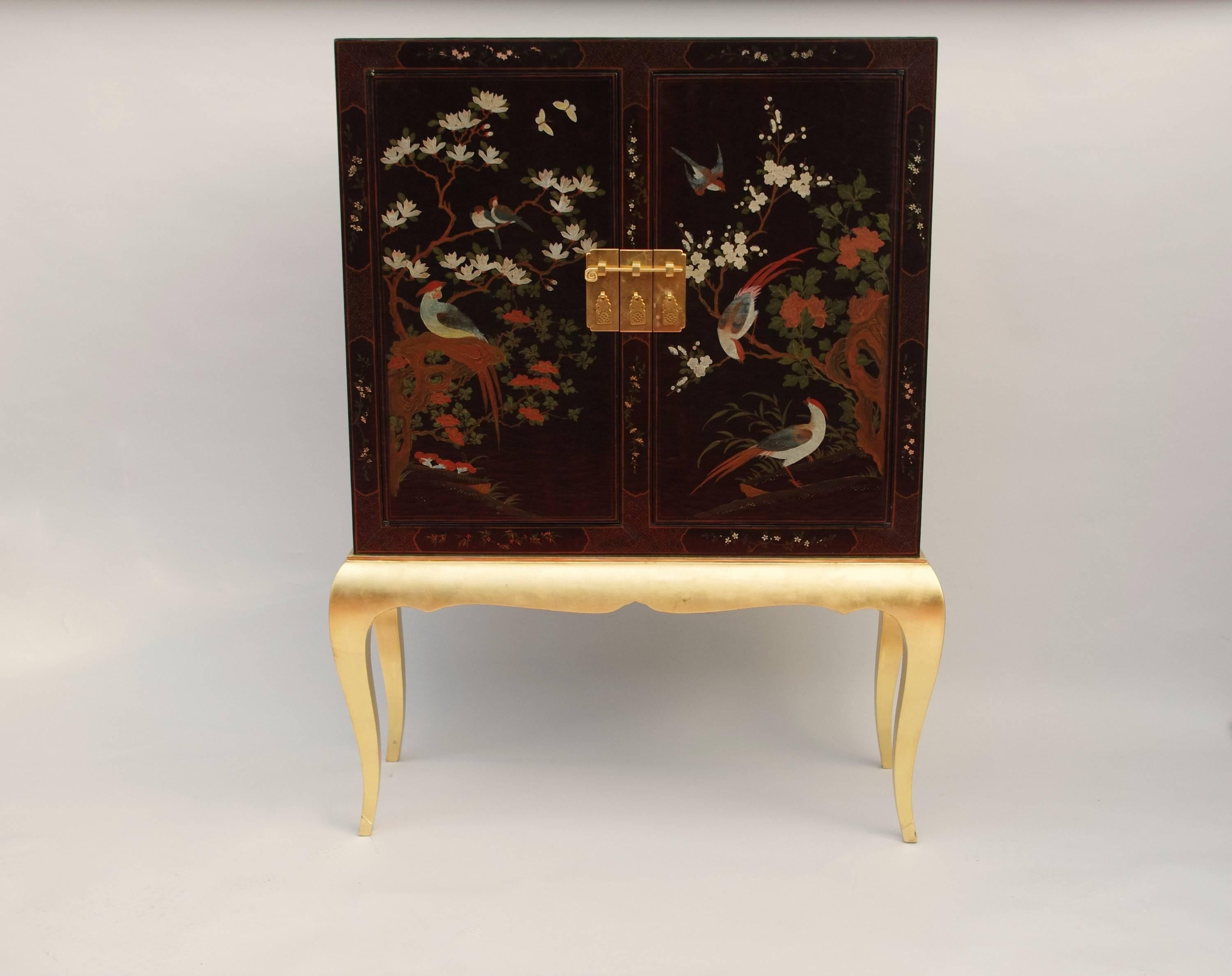 European Louis XV Chinese Lacquer Style Cabinet
