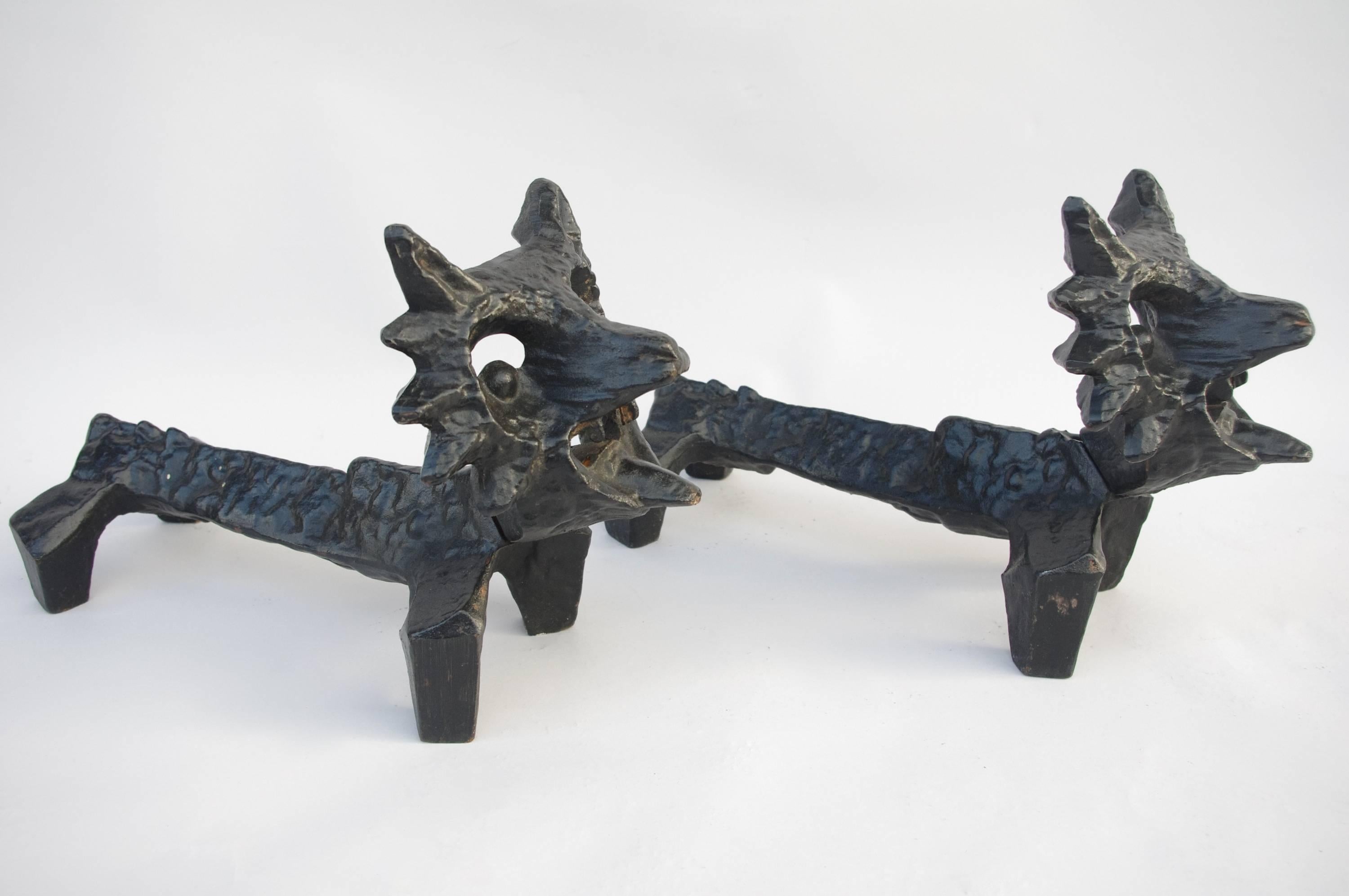 Pair of Foxes Sculpture, Cast Iron by Olle Hermansson In Excellent Condition In Saint-Ouen, FR