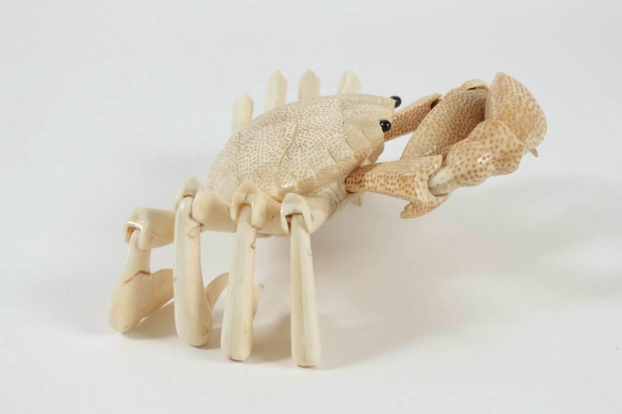 European Crab Sculpture in Bone