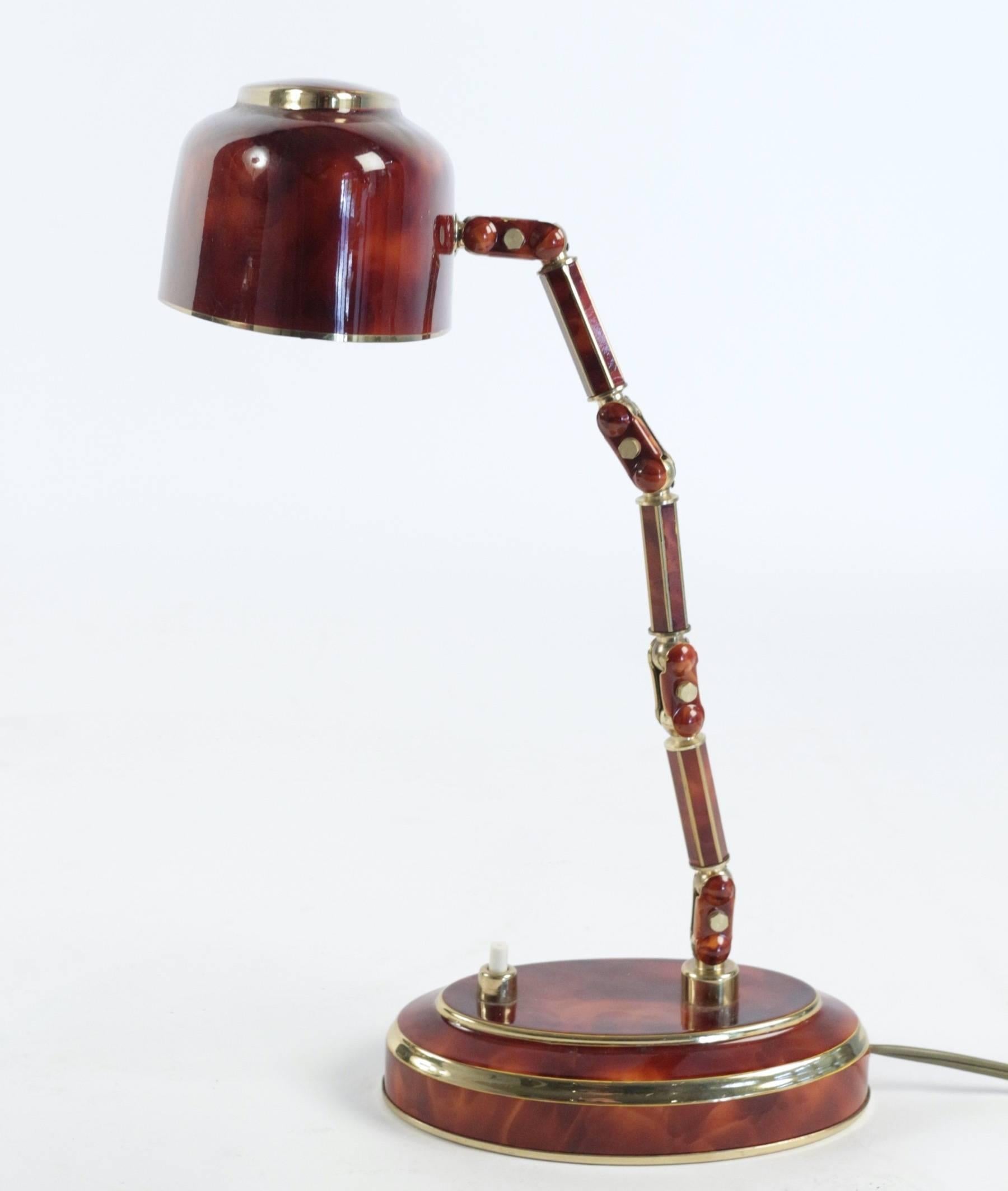 Pair of Tortoise Shell Desk Lamps, circa 1940 In Excellent Condition In Saint-Ouen, FR